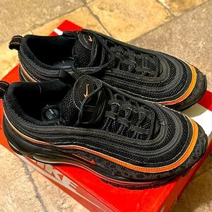 Nike Air Max 97 Grade School Boys' Black/Black/Safety Orange Shoe